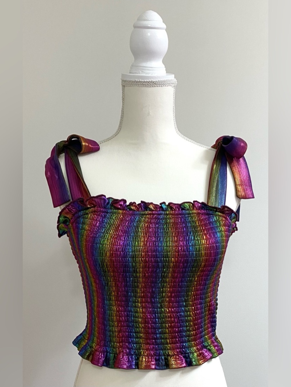 TCEC Womens L Purple Iridescent Rainbow Crop Top Boho Fall Whimsigoth Festival